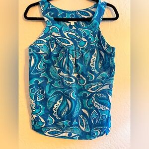 Banana Republic Teal and White Paisley Blouse